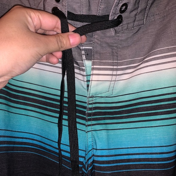 Mens Size 32 Grey and Blue Swim Trunks - Picture 12 of 15